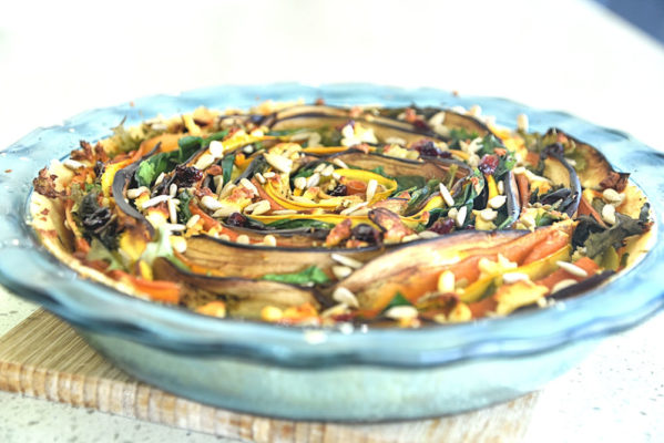 roast vegetable spiral tart