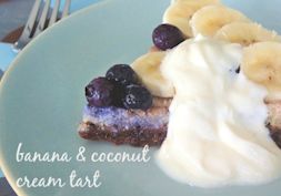 Raw banana and coconut cream tart